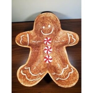 Heavy 12" Ceramic Gingerbread Cake Bread Baking Pan Festive Christmas Mold Decor